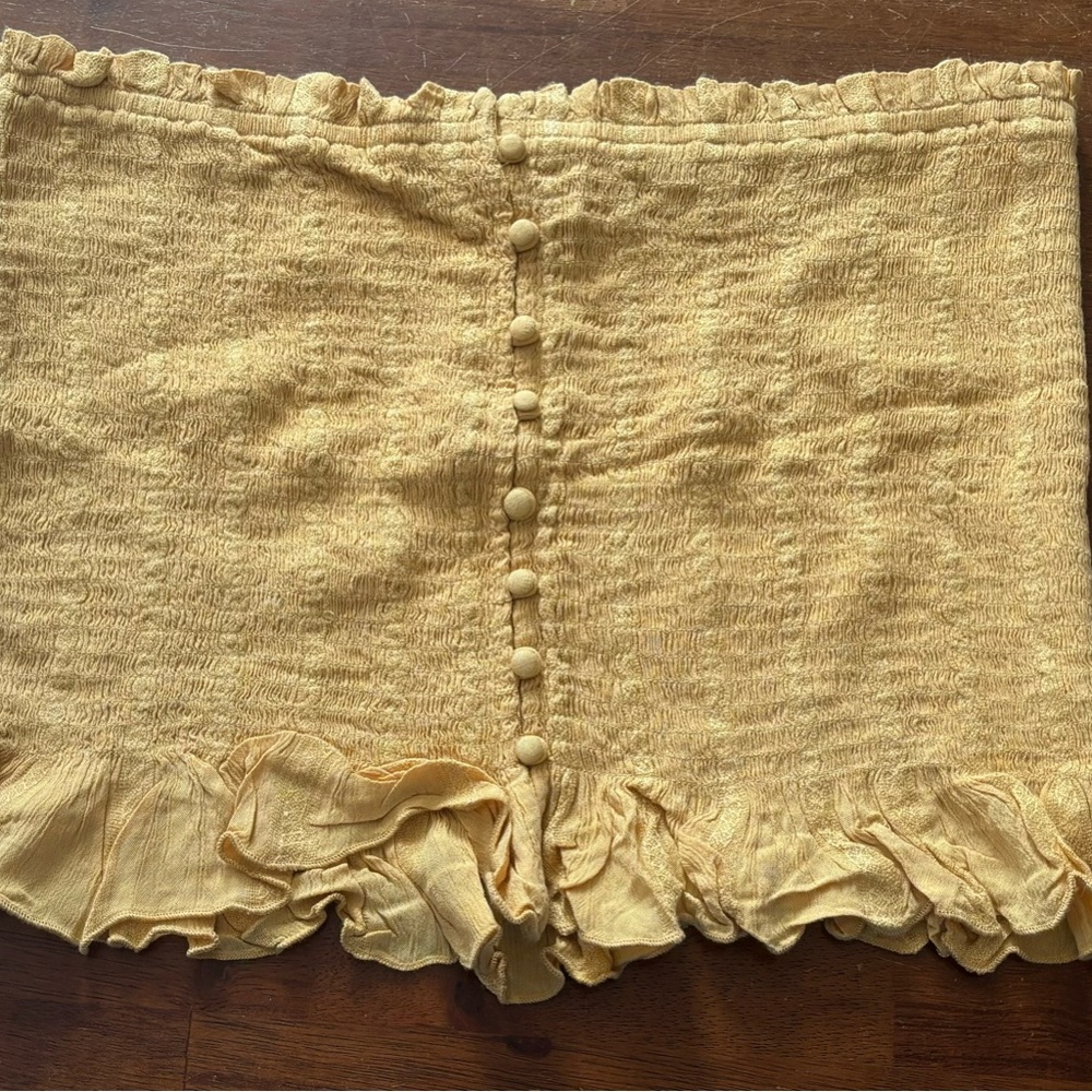American Eagle Yellow Ruffled Women's XL Crop Top Tube Top
